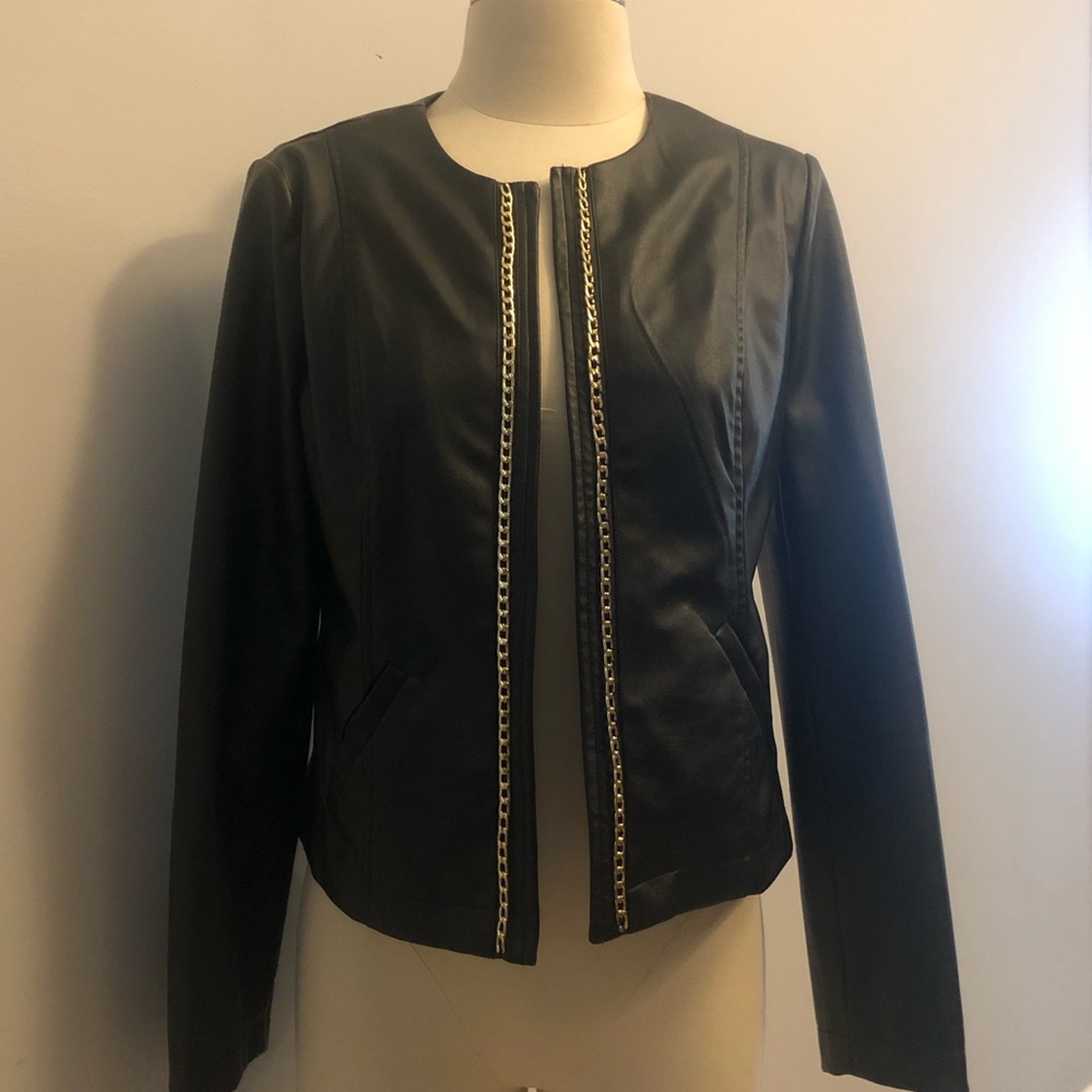Petite faux leather jacket